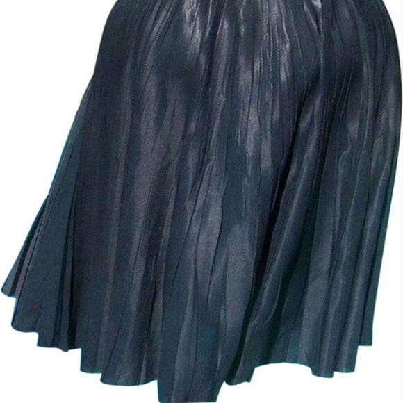 Cache Silver Gray Metallic Luxe Pleated Stretch Waist Soft Skirt NWT $178 New - Picture 5 of 6